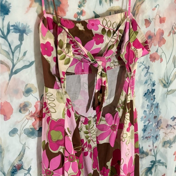 Vintage Floral Pink and Brown Mini Dress - Picture 6 of 10